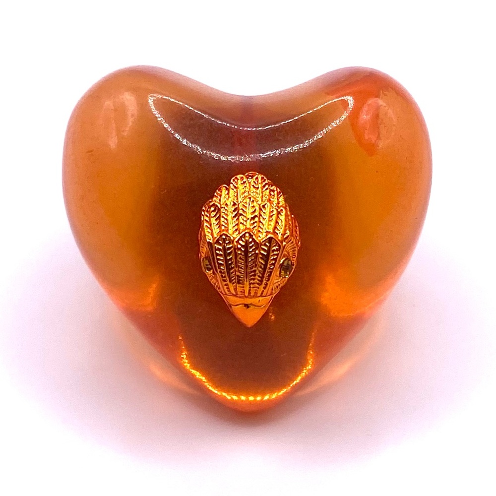Kurt Geiger London Heart Jelly Eagle Cocktail Ring Orange Size 7